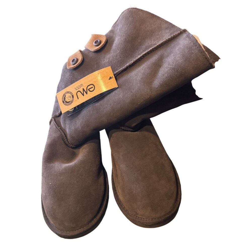 EMU Womens Merino Wool-Lined Brown Suede Boots Button Detailing Size W10 - Picture 2 of 11